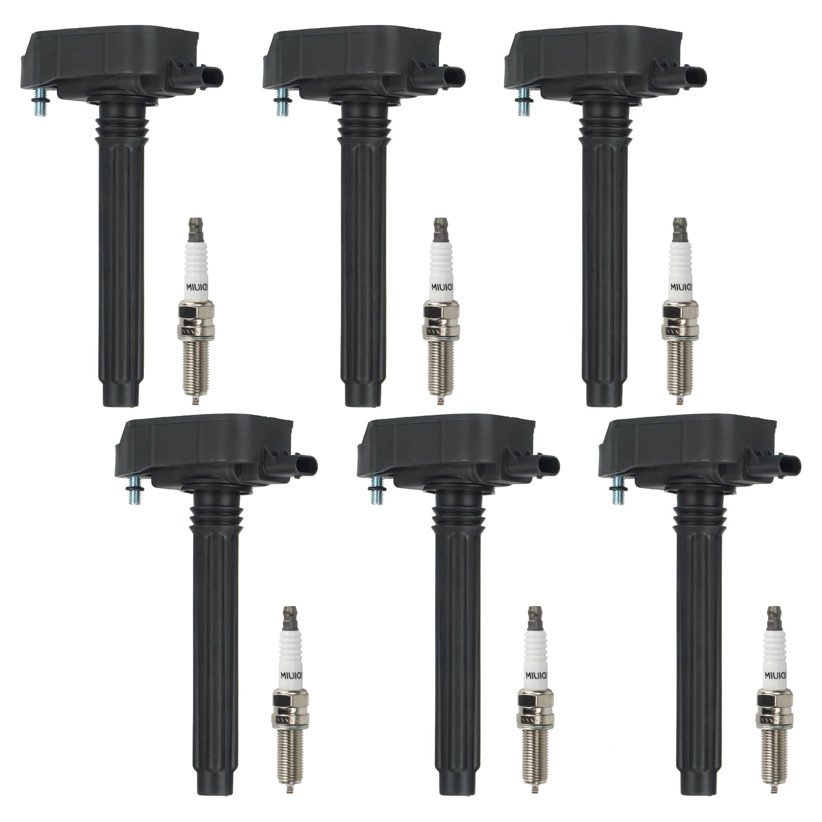 Ignition Coil Pack + Iridium Spark Plugs for 2017-2021 Chrysler Pacifica, 2016-2018 Dodge Durango, 2016-2018 Jeep Grand Cherokee, 2018 Wrangler, 2019 Ram 1500, 3.6L V6, UF807 IGN473, 6 Sets