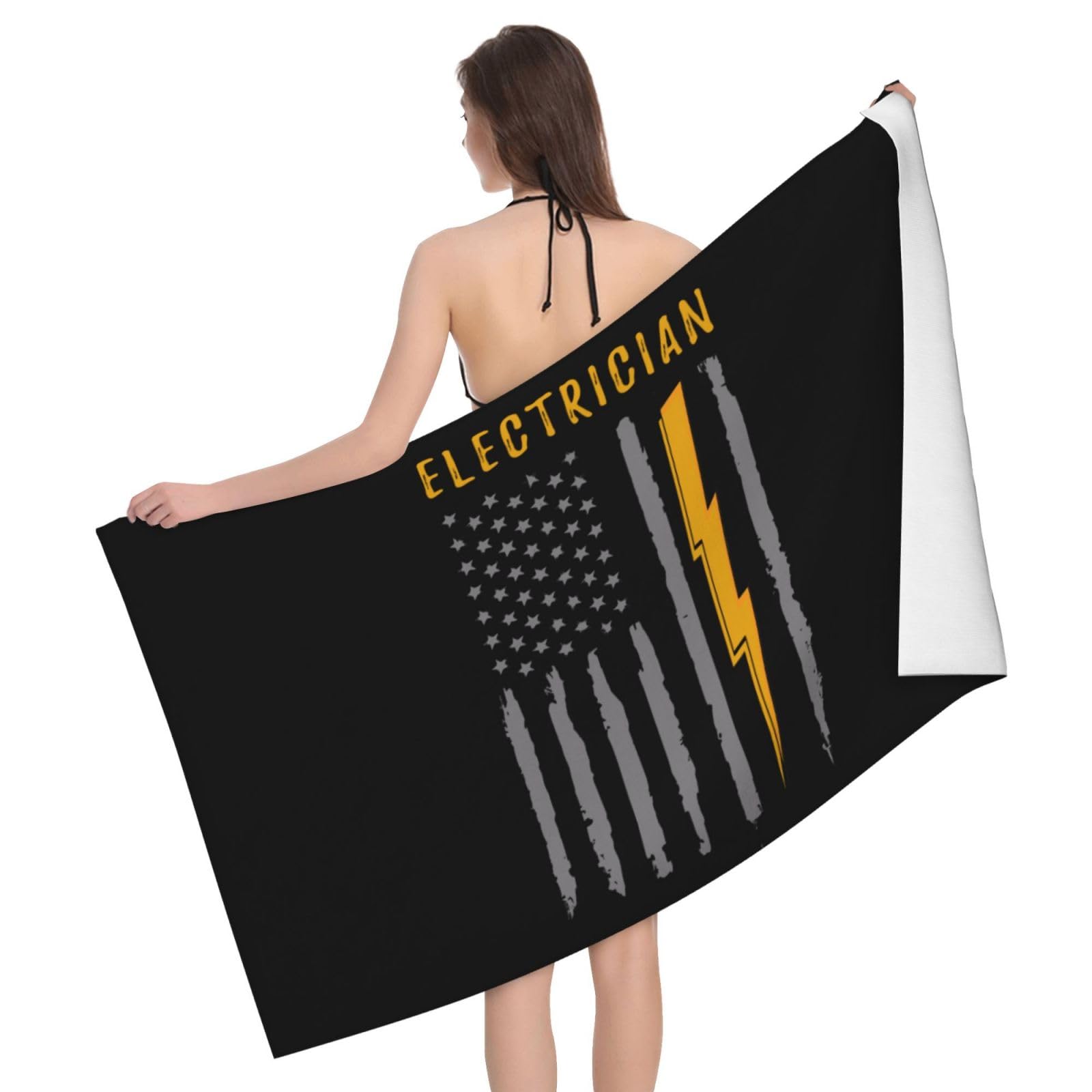 HLBSDM Microfiber Electrician USA Flag America Electrician Beach Towel Quick Dry Soft Sand Free Beach Towels for Pool Swim Beach Lightweight Thin Towels
