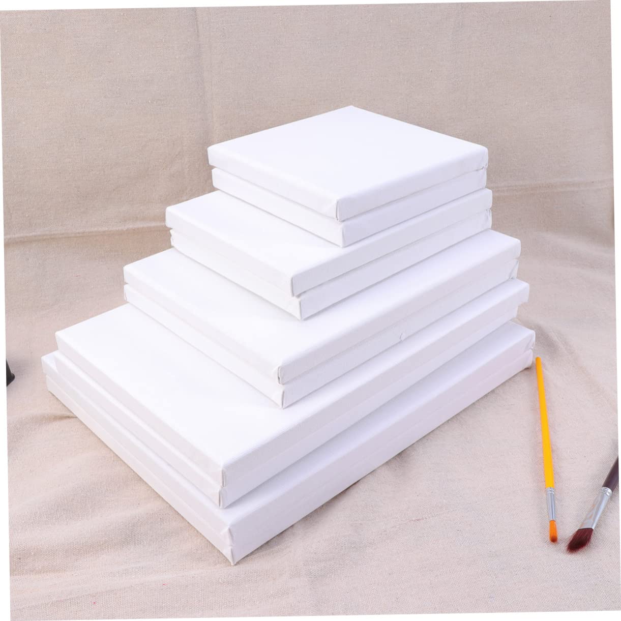 SHINEOFI 10pièces Toile à Peindre Étirée Coton Blanc De Cadres Diy Pour Peinture Et Dessin Dimensions Variées