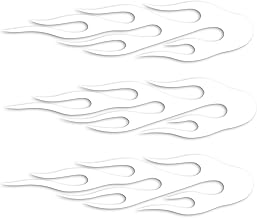 ForzaGroup Fire Cutting Stickers Flames Line Stripes Car Bike Helmet Outdoor Weatherproof Left Set of 3 (9cm x 2.1cm White)