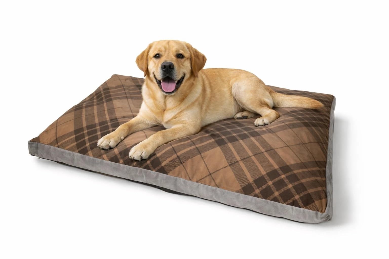 Hometex Box Dog Beds - Tartan (M, Brown)