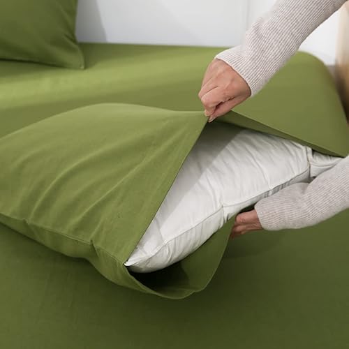 Miniatura 8 de Simple&Opulence Juego de sábanas de lino belga, color sólido, 4 piezas (1 sábana encimera, 1 sábana bajera y 2 fundas de almohada), mezcla de lino