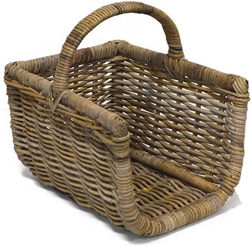 Medium OpenSided Wicker Weave Log Basket with Handle Grey Amazon.co.uk DIY & Tools