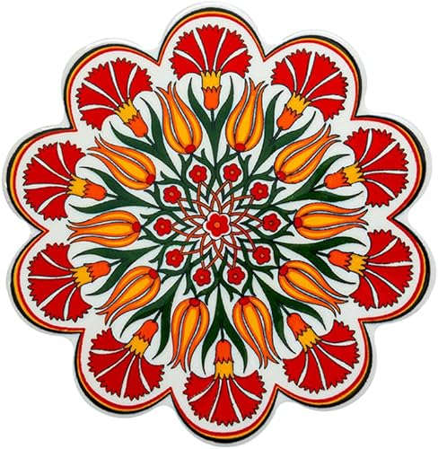 Miniatura 6 de Salvamanteles de mesa Tulipanes en salvamanteles de cerámica grande de 7" (18 cm) para platos calientes que sirven salvamanteles