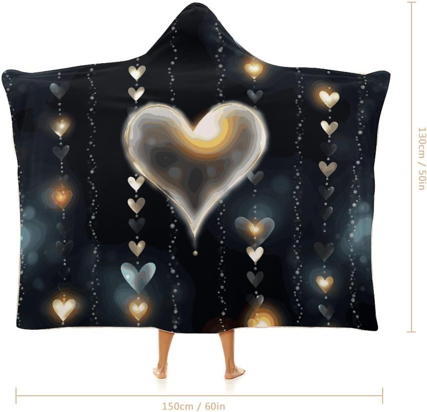Glowing Love Hooded Blanket Cozy And Functional,Wearable Blanket Hoodie for Women Men,Blanket Poncho Presents50 x60