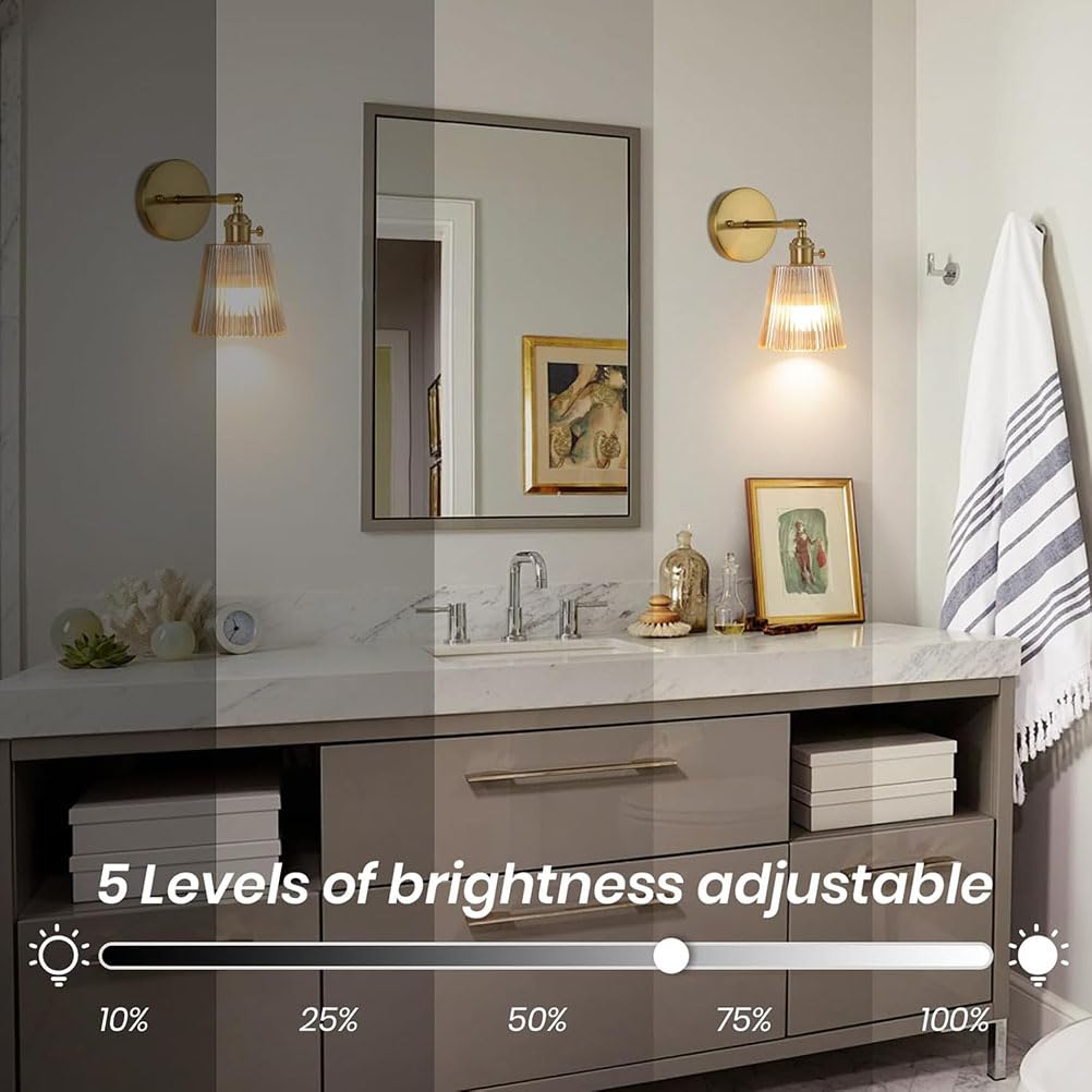 AoLa LED Wandlampe Akku Innen Kabellose Wandleuchte Dimmbar 15 Farbe RGB mit Fernbedienung und Timer Wandbeleuchtung Vintage mit Batterie 2500mAh Verstellbar Wand Leselampe Gold,Amber,2 Stück