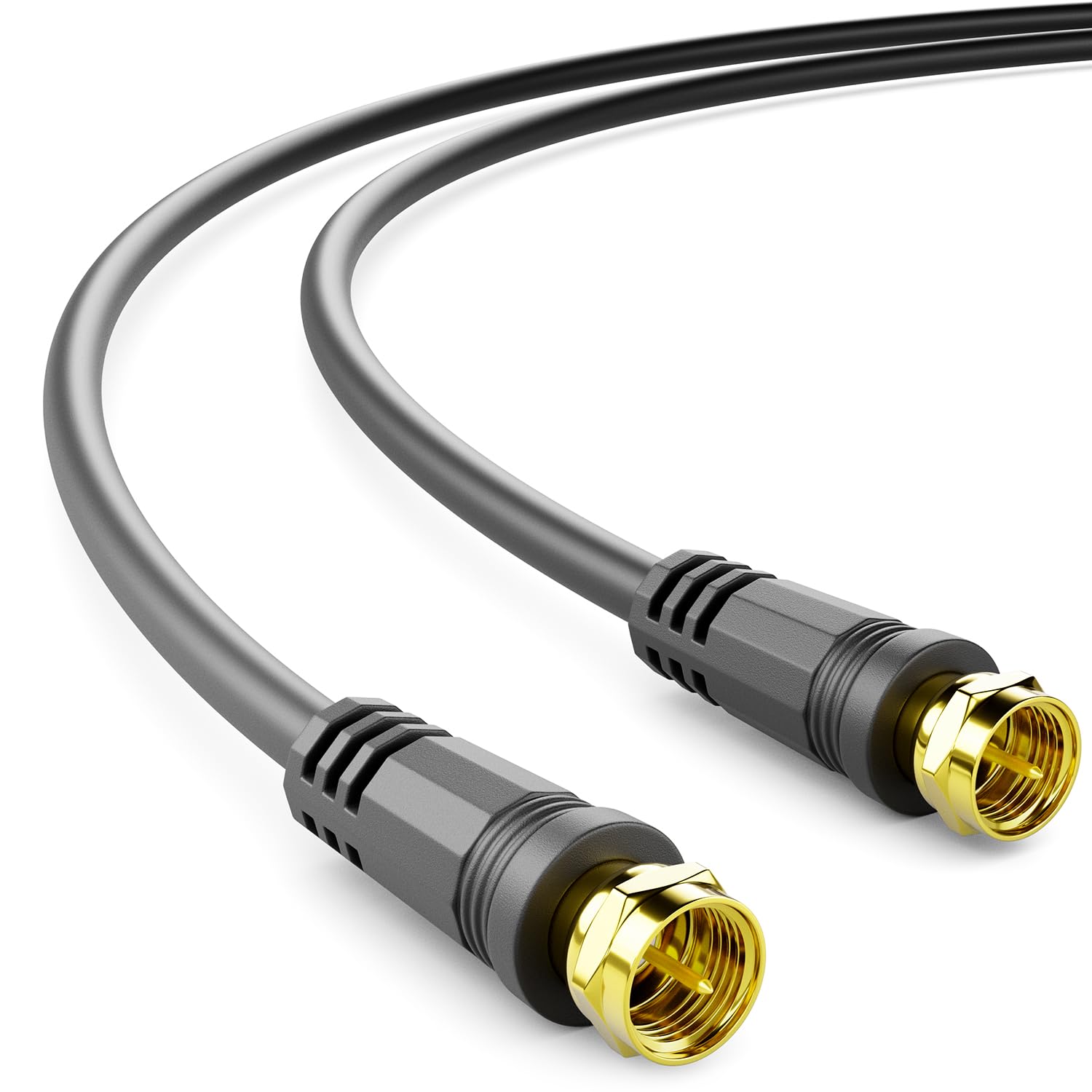 deleyCON 10m SAT TV Antennenkabel Koaxial Kabel HDTV 4-Fach Schirmung DVB-S DVB-S2 Radio DAB Vergoldete Metallstecker Schwarz
