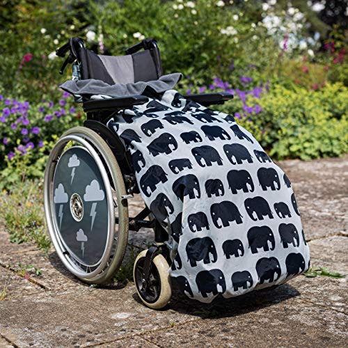 Product Image of the BundleBean Fleece-Lined Wheelchair Cozy Cover- 100% Waterproof Rain Cover for Wheelchair User- Universal Fit for Manual & Powered Wheelchairs, Easy Fit Wheelchair Blanket- Adult Size (Grey Elephant)