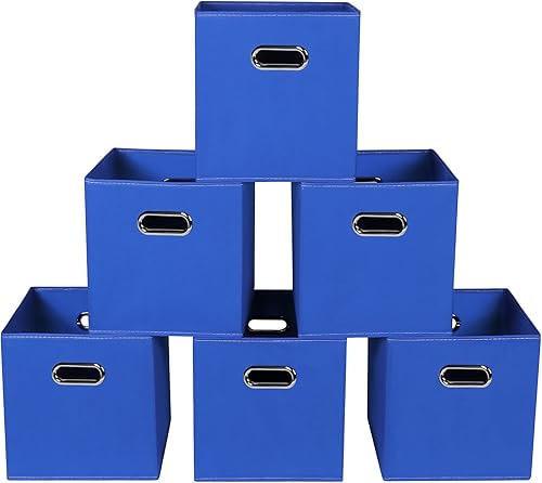 Miniatura 9 de Contenedores de Almacenamiento de Tela Azul Marino, 11x11x11, Juego de 6, Contenedores Cúbicos Plegables para Almacenamiento de Ropa o Accesorios