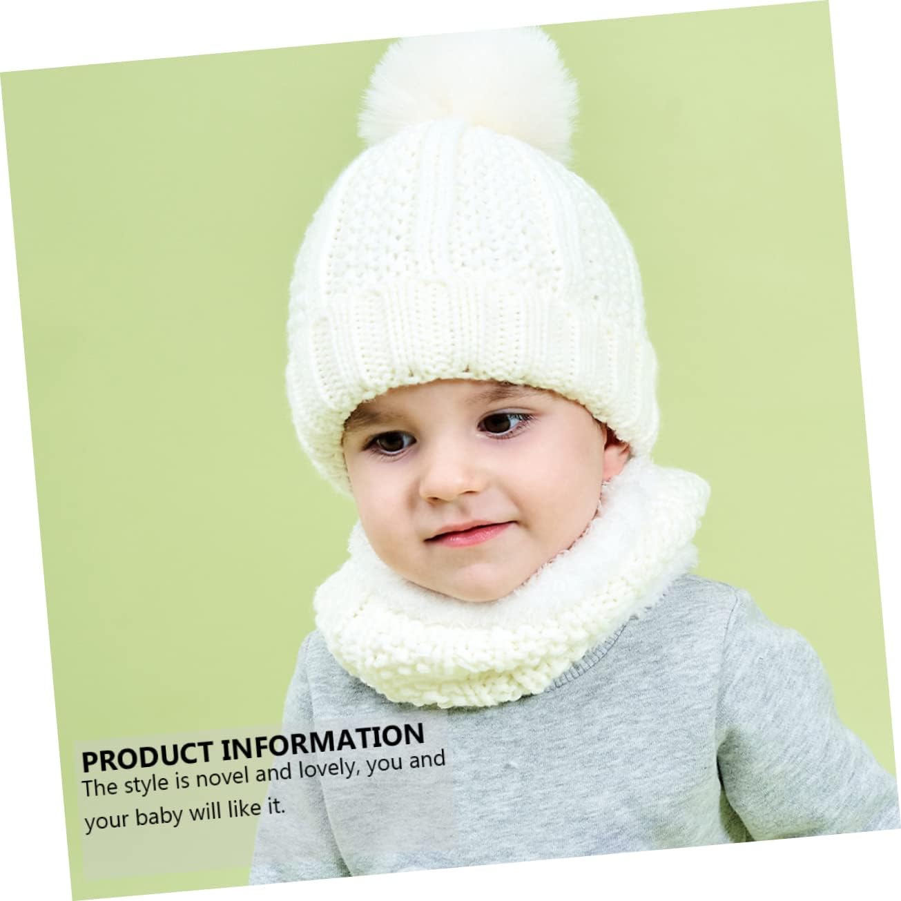 Warm Wool Hat and Neckerchief for Boy Girl Cozy Knitted Cap for Boys and Girls Thick Fleece Lining for Winter Wear Cute and Durable Design White