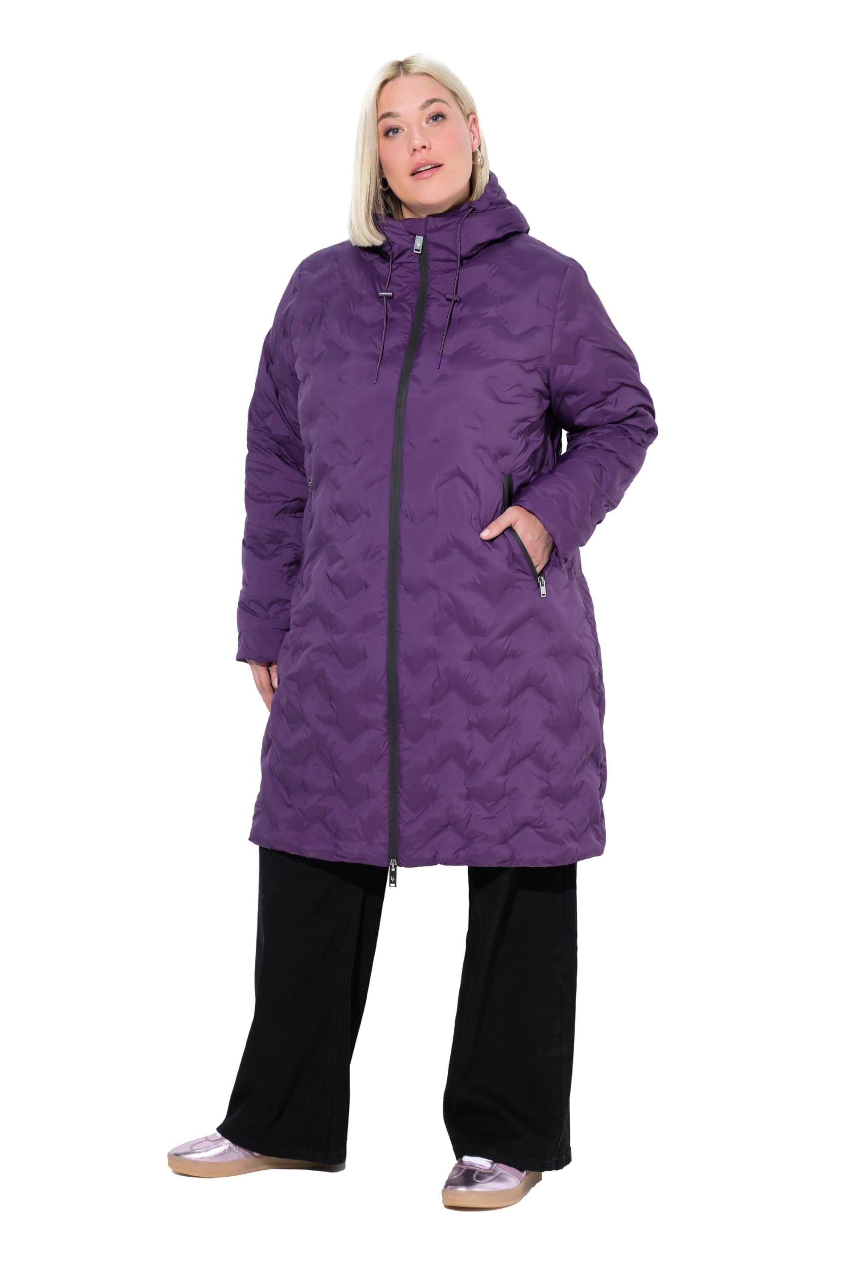 Ulla Popken Damen große Größen Übergrößen Plus Size HYPRAR Steppmantel, wasserabweisend, A-Linie, Kapuze 841372