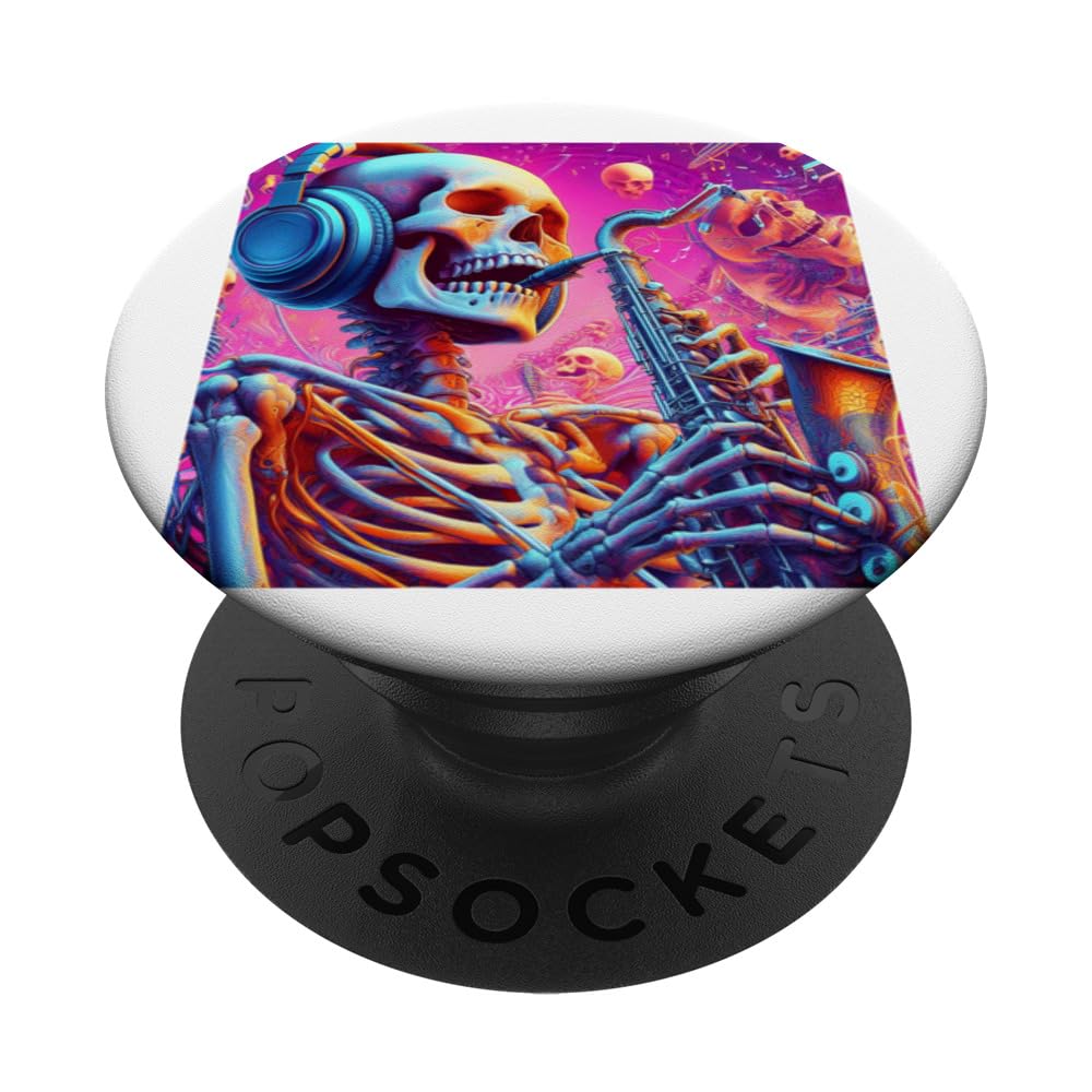 Bone Vibes Sax Music Nr. 1 PopSockets Swappable PopGrip, Black