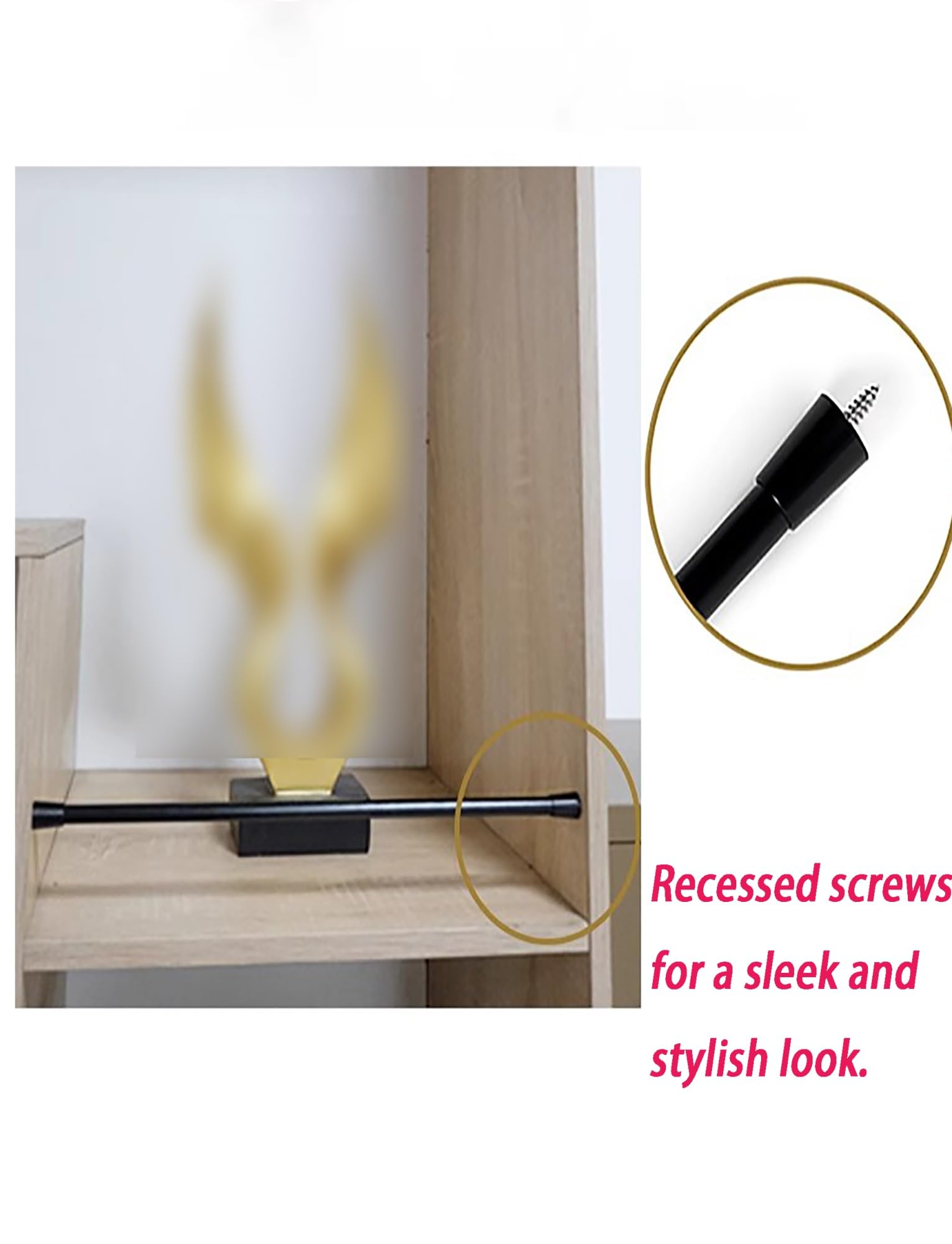 Genérico Perfil de Borde de aleación de Aluminio Dorado - Barandilla Decorativa para armarios, estanterías, mesas y botelleros - Paquete de 2 perfiles de 90 cm para Paneles de Madera, protección y em