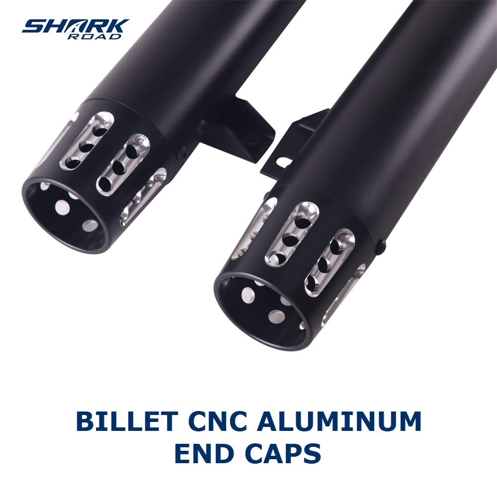 SHARKROAD 3 Inch MiniTorpedo Style Black Slip On Mufflers, Deep Rich