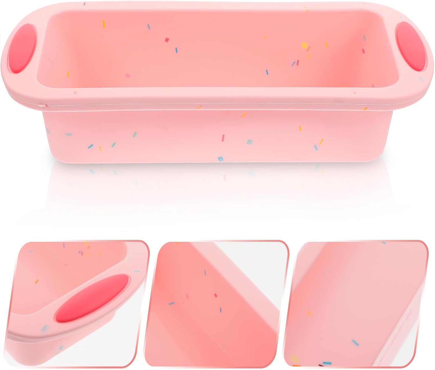 Silicone Bread Baking Mold Loaf Pan with Handle, Rectangular Toast Bake Pan for Home Baking, Pink Non-Stick Cake Mold for Bread and Toast