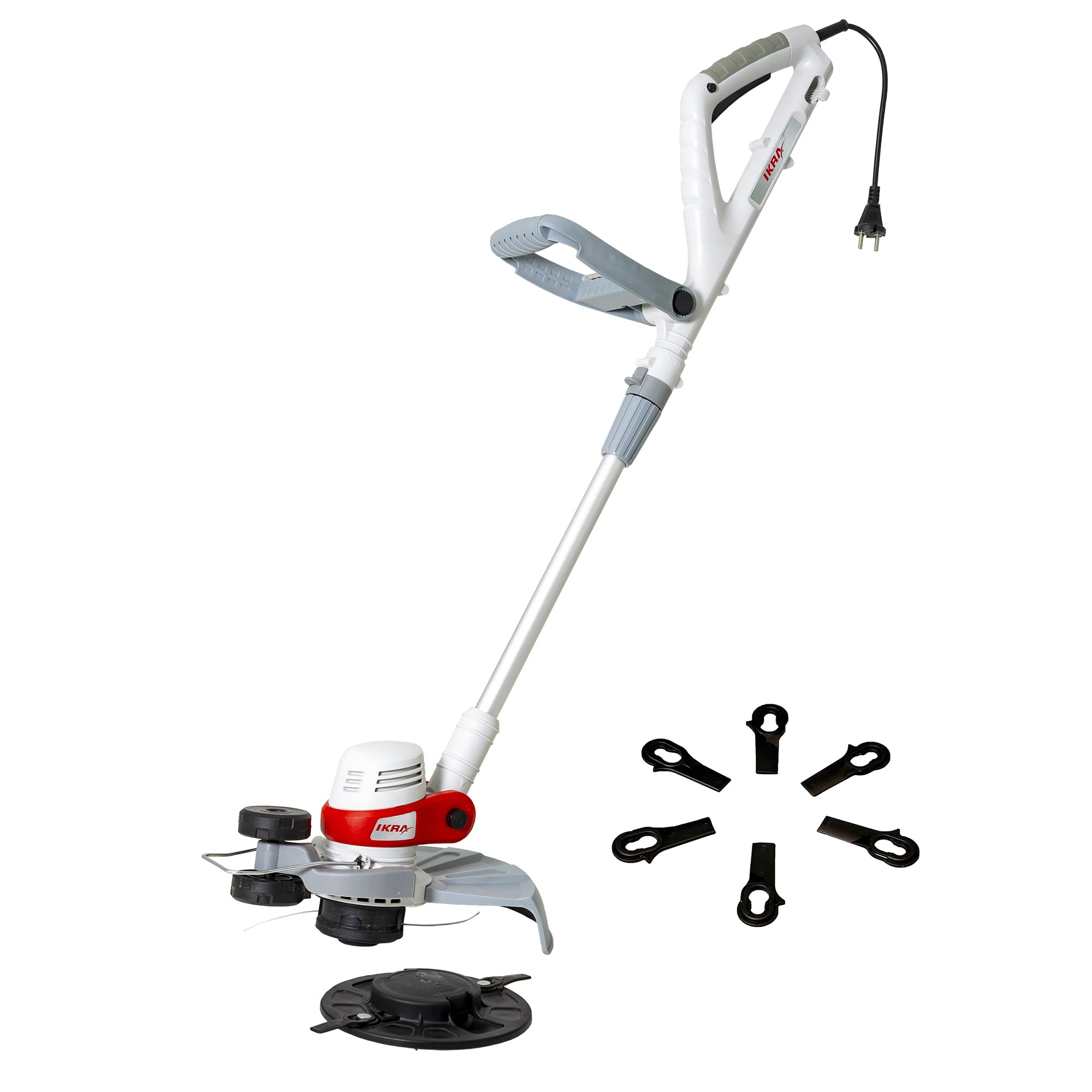 IKRA 2w1 Podkaszarka elektryczna IGT 650 D-TC,650W,szerokość cięcia 30cm | System TwinCut,zestaw ze szpulą,6 nożami nylonowymi,regulacją wysokości,rolka krawędziową,ochrona roślin