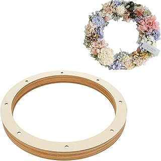 15 Pcs Large Hanging Round Wreaths, 12 inWooden Wreath Frames for Crafts, Unfinished Wooden Craft Floral Hoop Rings, Round Circle Christmas Hanging Ornaments Decorations with Hole for Christmas Decor