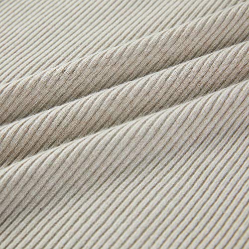 Saodimallsu Womens Loose Tank Tops Ribbed V Neck Sleeveless Henley Shirts Casual Button Up Cami Knit Tees (Large, Beige) #TOP3