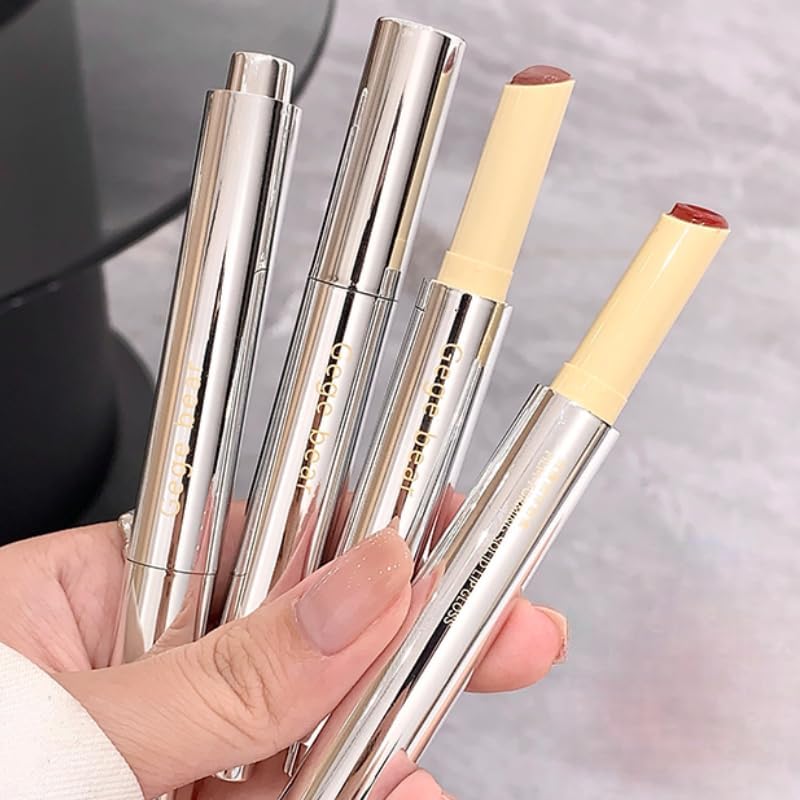 Gege Bear Film Forming Solid Lip Gloss | Long-Lasting Cup-Proof Lips Color | Creamy Moisturizing Formula | Cute Minimalist Silver Packaging | Flattering Shades Peach, Rose & Nude Tones | Soft, Juicy Lips with High-Shine | Aesthetic Gloss Lip Care for Girls (06# Haruyama Peach, 2g)-image-30