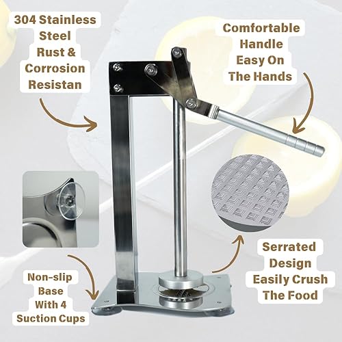 Miniatura 4 de Exprimidor manual de limón y frutas de acero inoxidable resistente, prensador de cítricos rápido y eficiente para uso en cocina