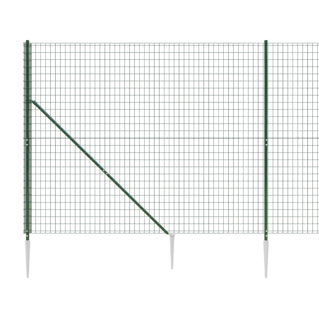 ARKEM Rete Metallica, Reti Recinzione per Pollame, Animali e Piante,Recinzione Metallica con Picchetti Ancoraggio Verde 1,6x25 m