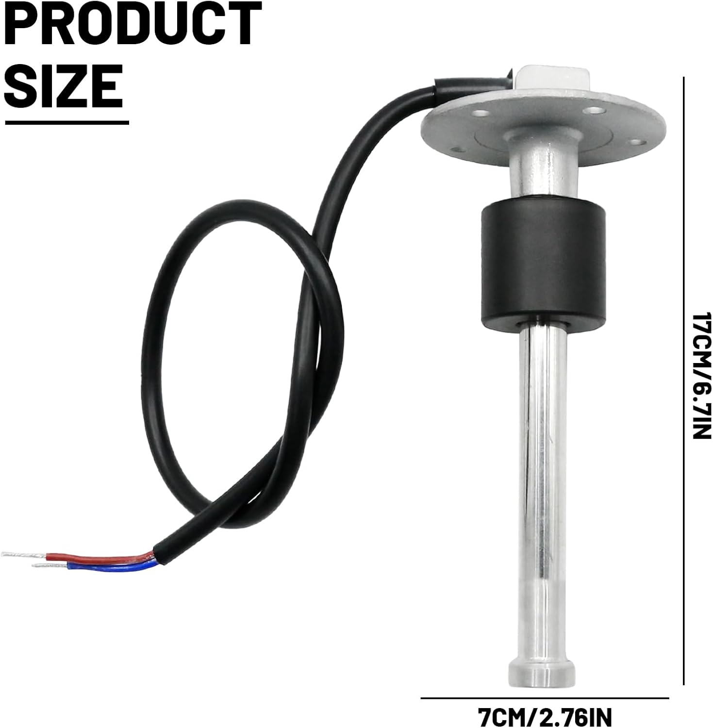 MDEOOSKY 0-90 Ohm Fuel Sending Unit, 6"/150mm Waterproof Water Level Gauge Sensor, Stainless Steel Gas Water Fuel Tank Sender Sensor for Boat Marine Car RV Truck Motorcycle