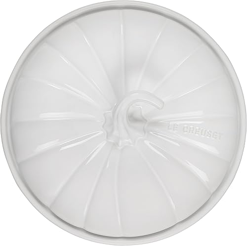 Miniatura 3 de Le Creuset Gres Figural Calabaza Panadero con tapa, 9 pulgadas, Blanco