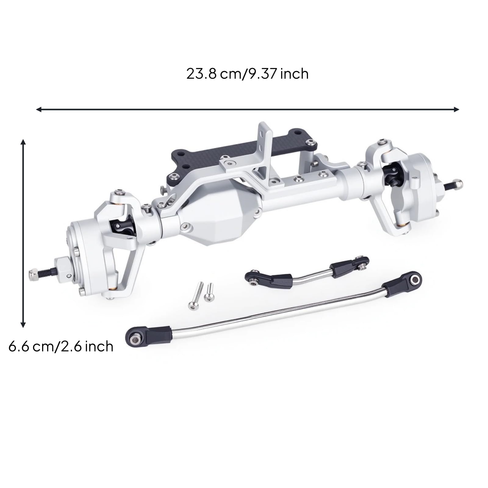 Assale Posteriore per Crawler RC Assale Veicolo Assale Rigido Ponte Posteriore per Chassis Personalizzati in Lega con Snodi E Tiranti Metallici a, Argento