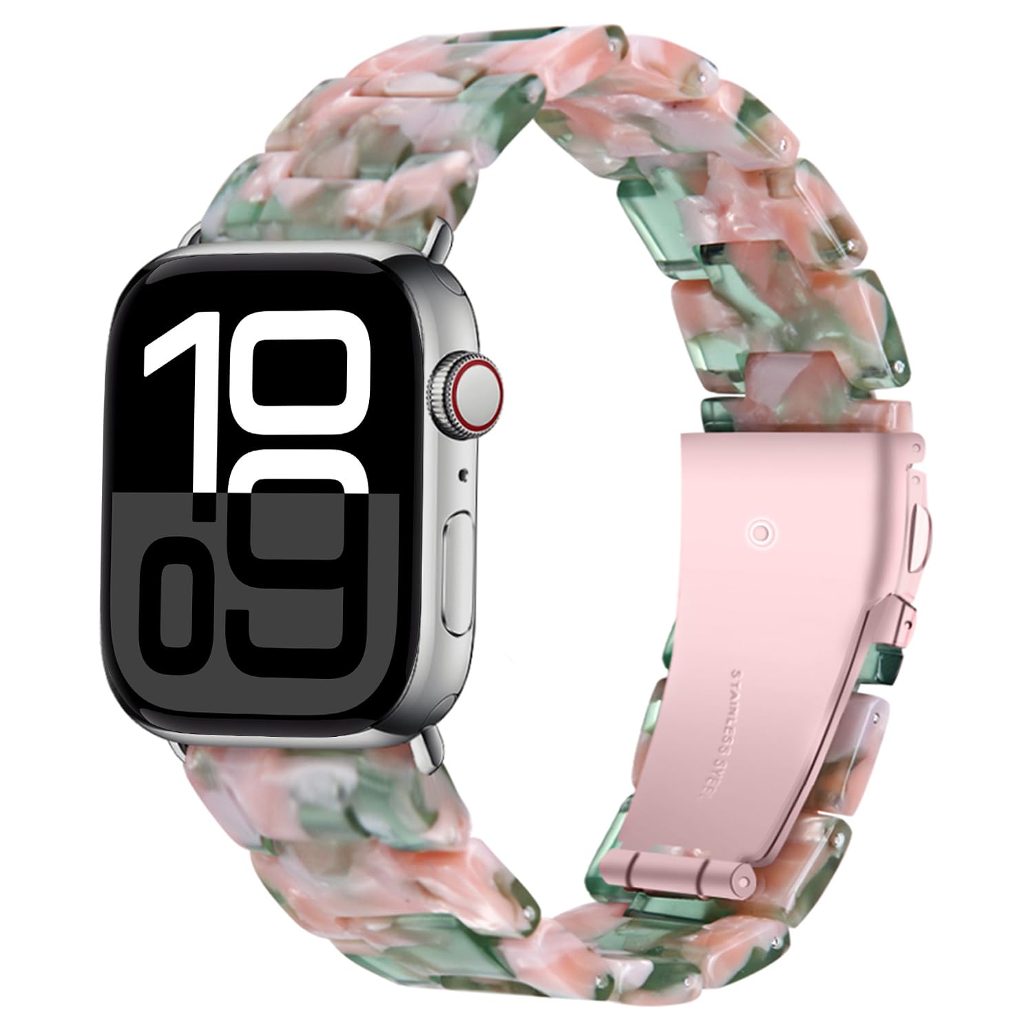 Miimall Pasek z żywicy do zegarka Apple Watch Series 10 Ultra, SE Series 9, 8, 7, 6, 5, 4, 3, 2, 1, lekki pasek do iWatch 49 mm, 46 mm, 45 mm, 44 mm, 42 mm, 41 mm, 40 mm, 38 mm, regulowana bransoletka