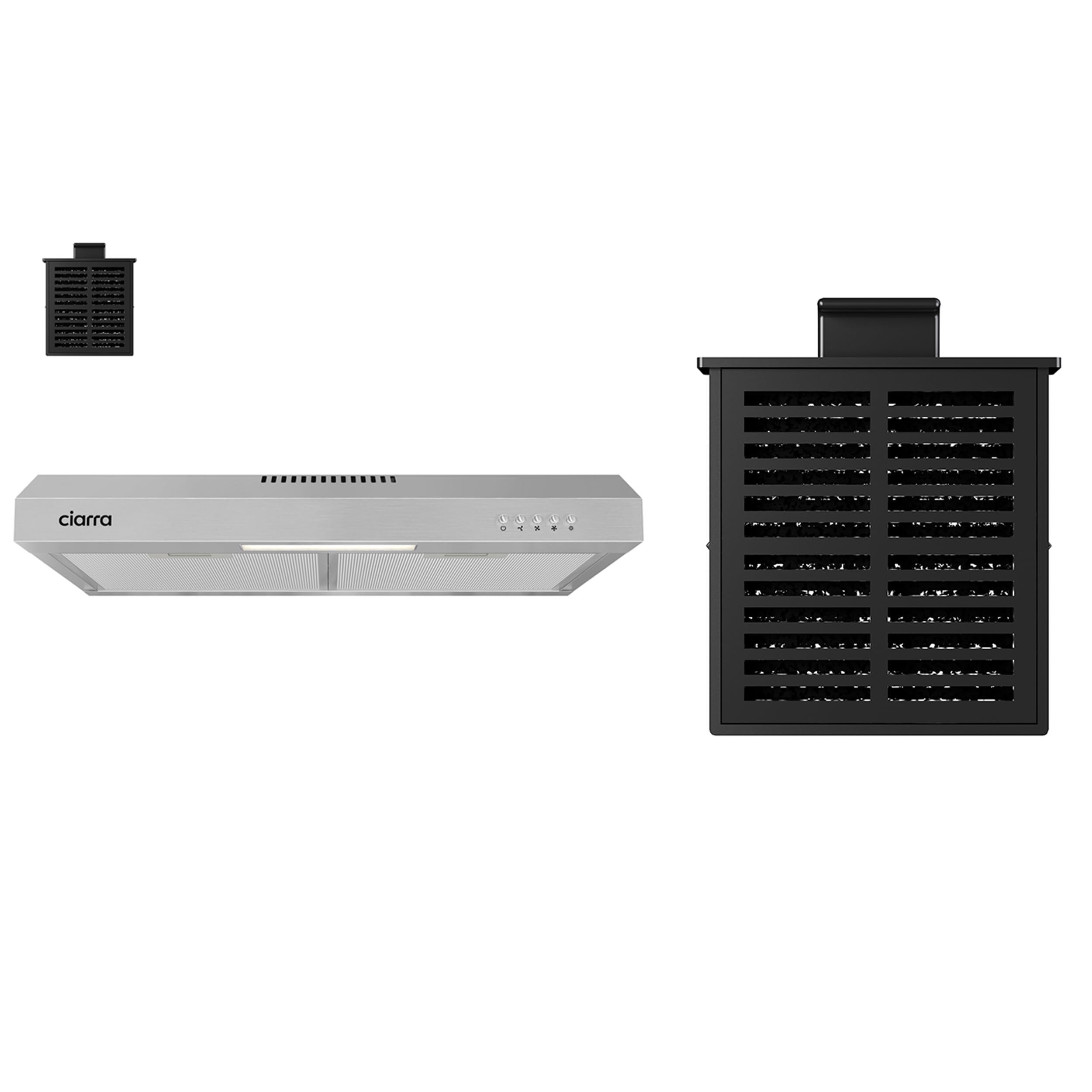 CIARRA CBCS6903D A+ Dunstabzugshaube Unterbau 60 cm mit Aktivkohlefilter Set