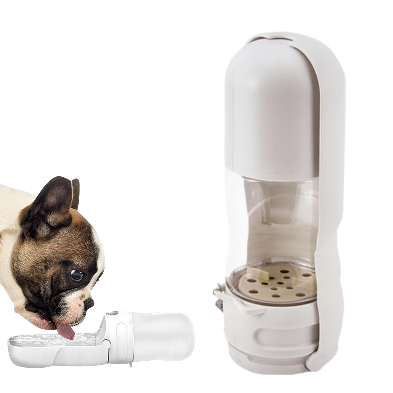 Hundewasserflasche mit Futterbehälter Integrierter Aktivkohlefilter | Wasserspender für Haustiere Zum Trinken und Fressen für Katzen, Welpen sowie für Spaziergänge mit der Katze