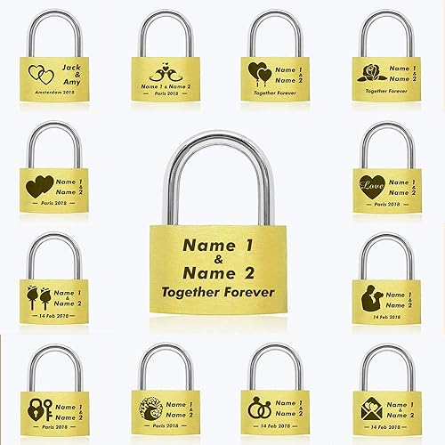 Miniatura 9 de Candado grabado personalizado para boda  Regalo de aniversario  Presente Love Lock viene en caja de regalo
