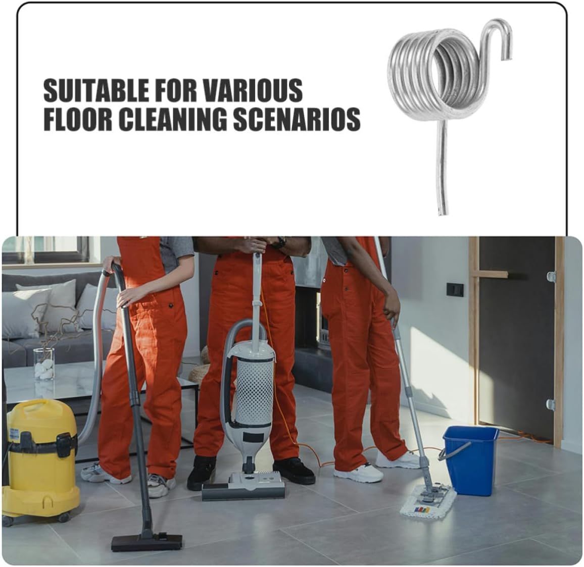 2 Pcs Commercial Mop Bucket Replacement Spring Stainless Steel Silver | Rectangular Wheeled Design, for Drain Basket and Mop Bucket Use, Complete Accessories with Better Fixation