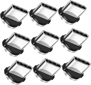 SWOOMEY 9 peças de cabo de carregamento com cabeça magnética carregadores móveis mini acessórios adaptador de plugue adaptador magnético giratório para telefone mini adaptador magnético USB cabo carregador magnético alumínio prata USB