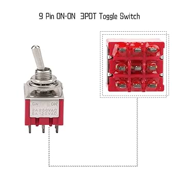 Amazon.co.jp: 5個6mm 9ピンON-ON 2ポジショントグルスイッチ、3