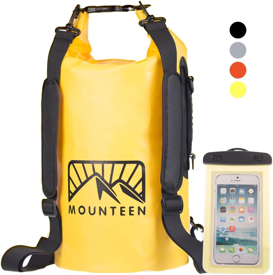 Mounteen Lightweight Waterproof Dry Bag Backpack: Marine Grade Secure Sack To Keep Your Gear Dry For River, Kayaking, Fishing, Hiking, Camping, With Large Waterproof Phone Case, 4 Colors And 2 Sizes