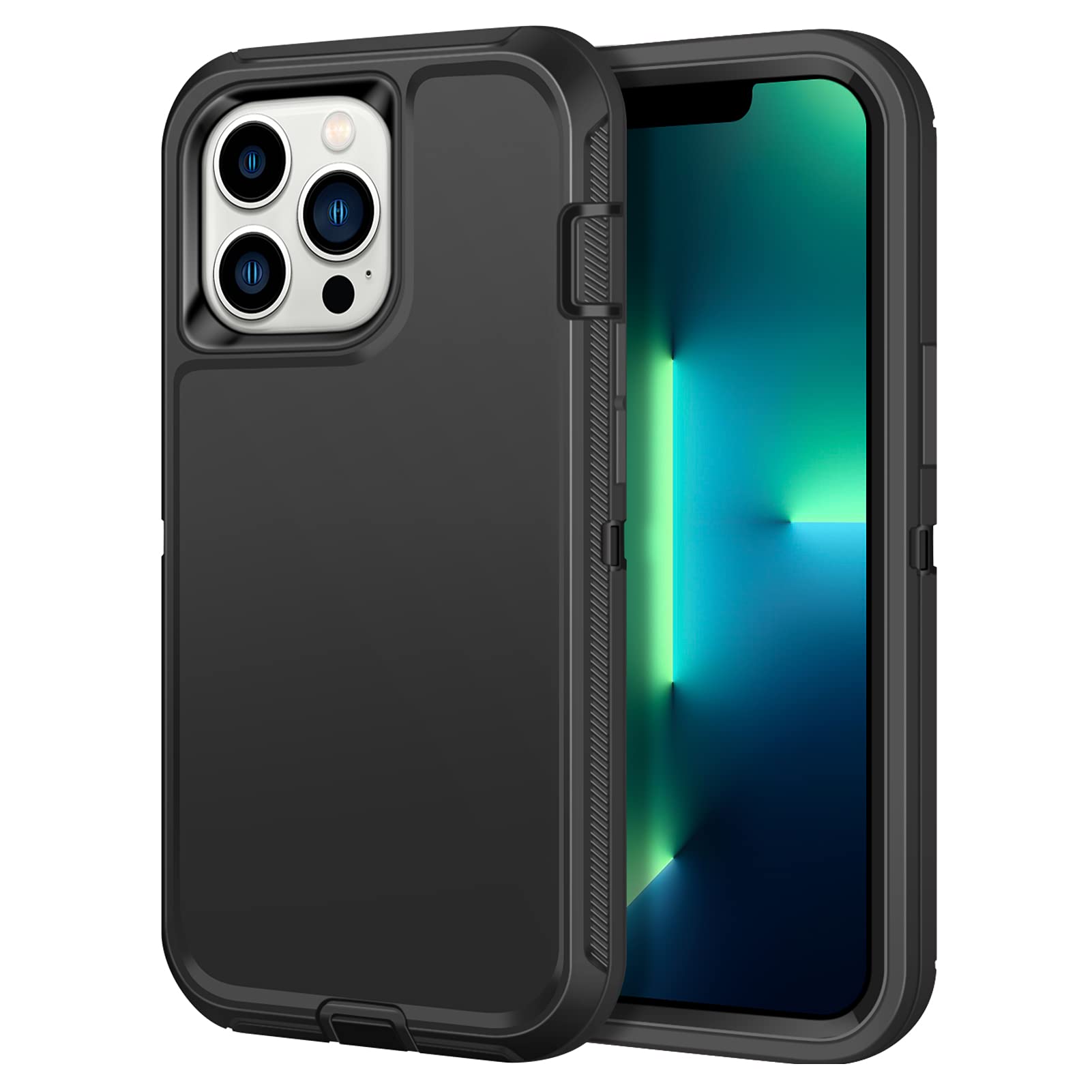 CHEERINGARY Compatible with iPhone 13 Pro Case Shockproof Heavy Duty Anti-Scratch Case 360 Full Body Protective iPhone 13 Pro Case for Men Women Anti-Slip Cover for iPhone 13 Pro 6.1 inch Black