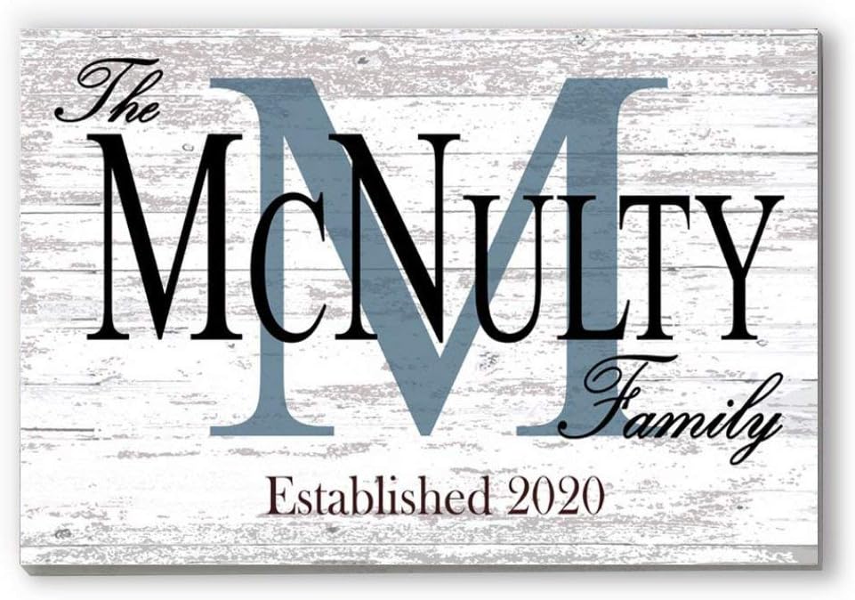 Personalized Family Name Sign with Monogram & Established Date – Custom Solid Wood Wall Plaque – Wedding, Anniversary, Housewarming Gift – 16.5” x 10.5” (Monogram With Established Date)