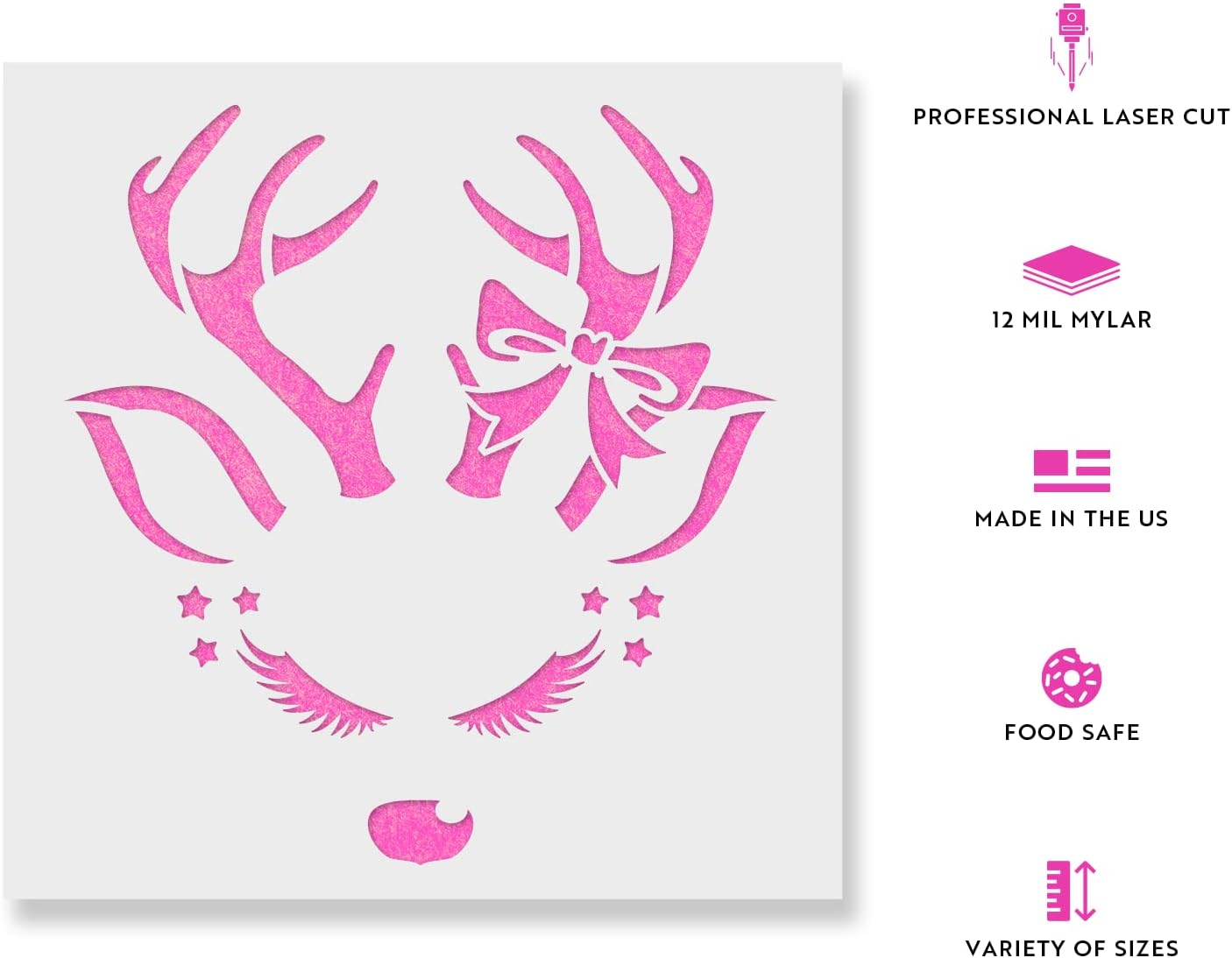 Reindeer Girl Stencil - Craft for Kids, Large Christmas Stencils, Christmas Decor Ideas, Stencils for Glass Painting