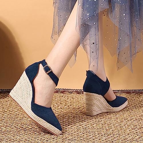 Womens Pointed toe Sandals Espadrille Wedge Sandals Dressy Ankle Strap Closed Toe Sandals Platform Wedge Casual Shoes Summer Dressy Sandals2