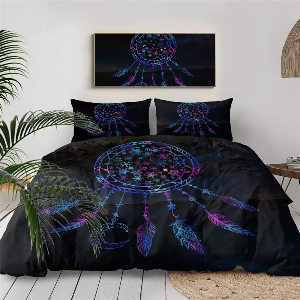 Parure de lit en microfibre motif attrape-rêves et flocon : adieu au repassage