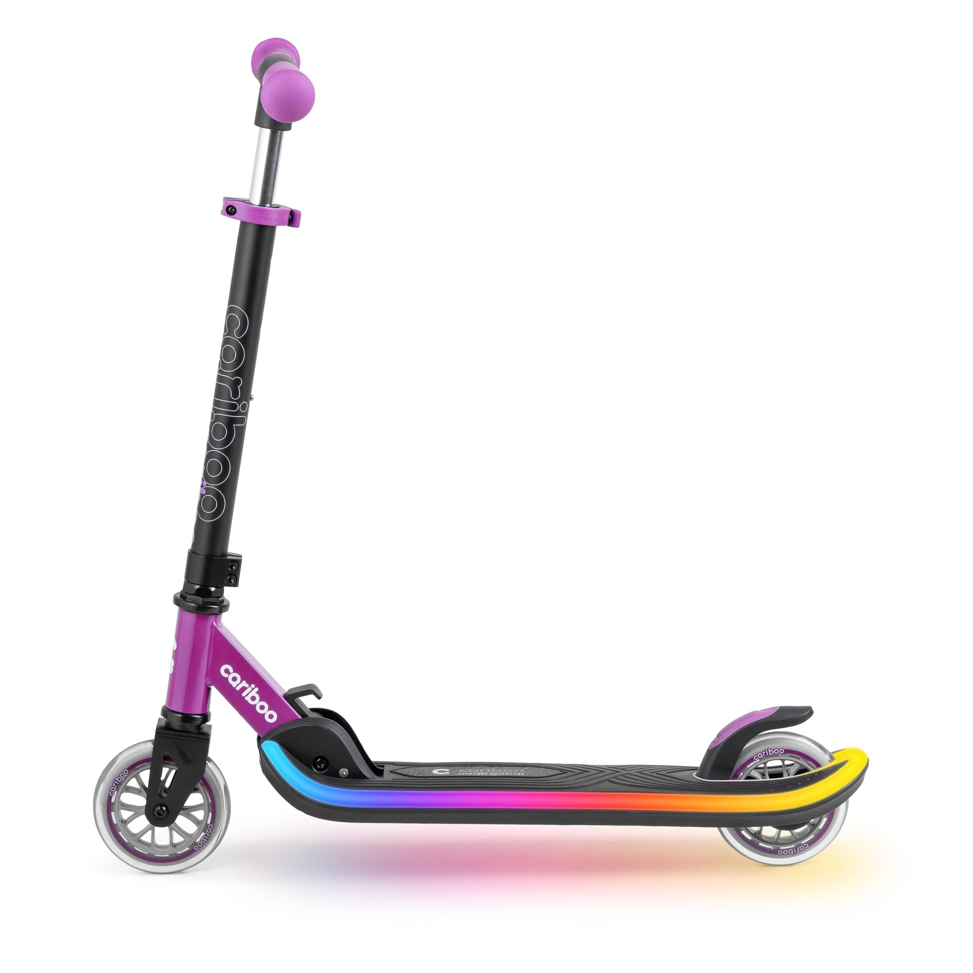 Cariboo Roller Kinder Scooter - ab 3 Jahren - Leuchtdeck - Klappbar - Höhenverstellbar - bis 50 kg - Kinderroller - LEDstar