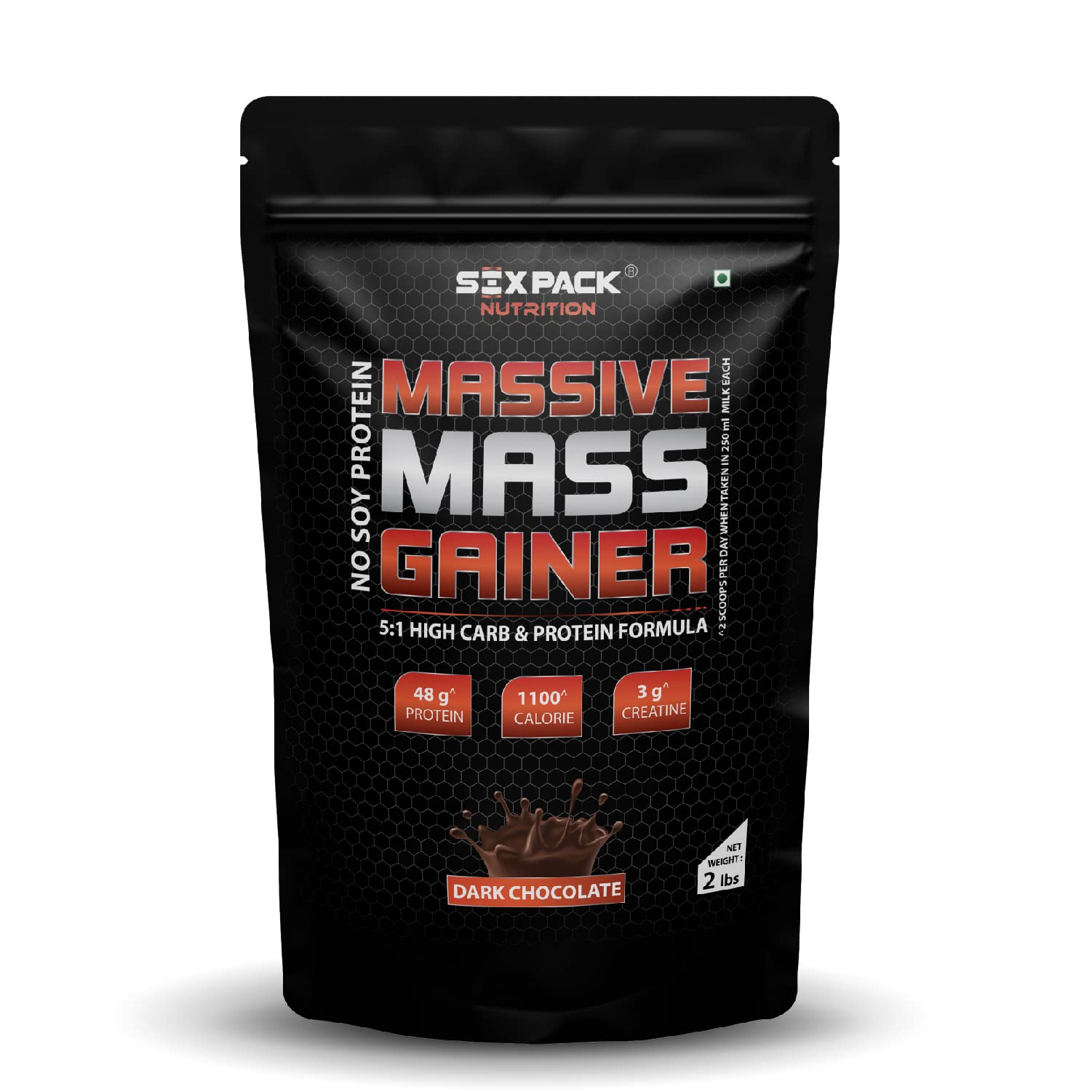 Six Pack Nutrition Massive Mass Gainer Protein Powder with creatine, Primary Source Whey Protein with Ayurvedic herbs Ashwagandha, Shatavari & Safed Musli & Multivitamins for Muscle Growth