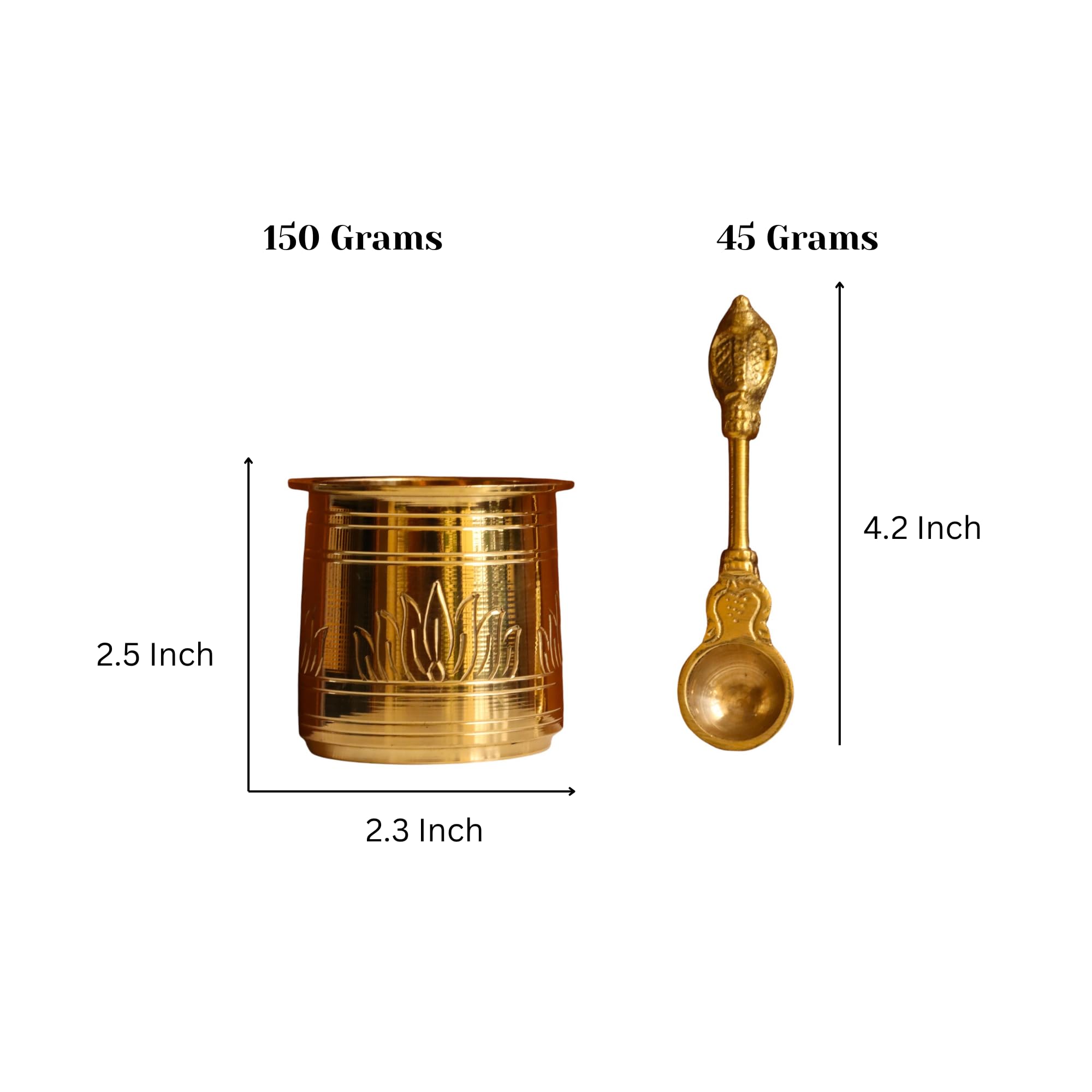Brass Lotus Panchapatra Udharini Set - Pooja Thali -2