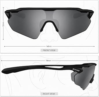 Byking Sport Sunglasses, Polarised Glasses For Men/Women, Sunglasses For Running Hiking Cycling Golf Cricket Beach Volleyball Rowing. Sport Protective Shades with UV400 Multi-colour Lens.