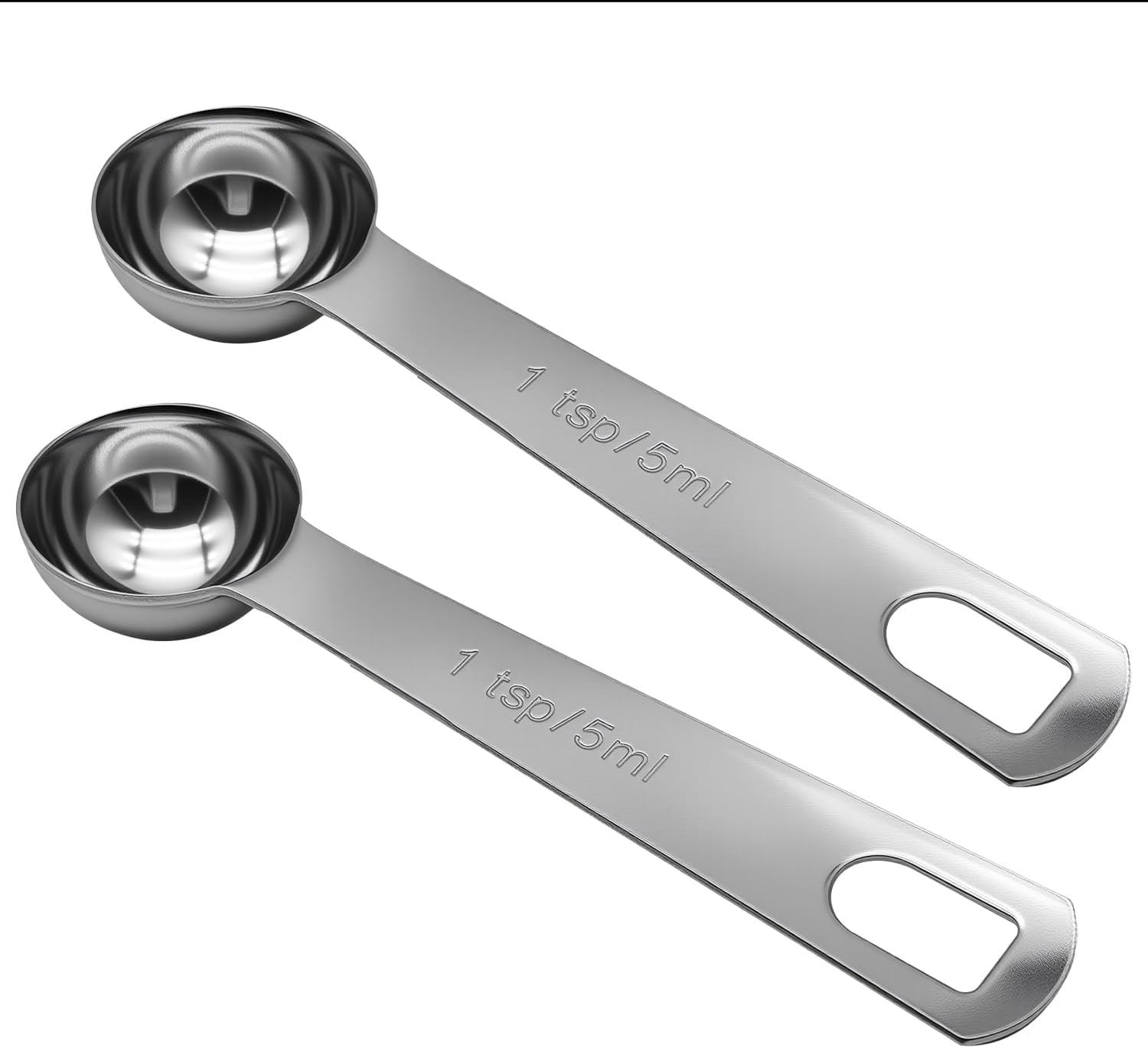 2 Pack 1 Teaspoon Stainless Steel Measuring Spoons, 5ml Short Handle Coffee Scoop Spoon, Kitchen Gadgets for Precise Measurement of Cooking, Baking Ingredients, Spices, Protein Powder
