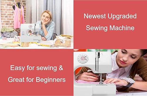 Miniatura 5 de Buart Máquina de coser, mini máquina de coser para principiantes, máquinas de coser con costura inversa y 12 puntadas integradas, con pedal de pie y