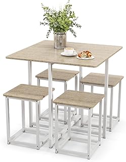 GiantexUK Dining Table with 4 Stools, 4-Perso...,