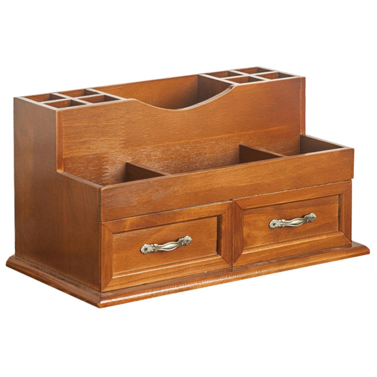 Vintage Organizador de 2 Cajón de Escritorio de Madera Compartimentos