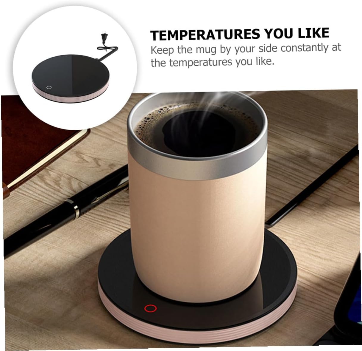 BESPORTBLE Convenient Cup Warmer and Household Coffee Mug Heater with Ac110v Power, Portable Temperature Control Beverage Warmer for Office and Home Use